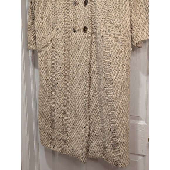 Vintage Branigan Weavers Size Medium Wool Crochet Long Sweater Jacket Ireland - Picture 6 of 11